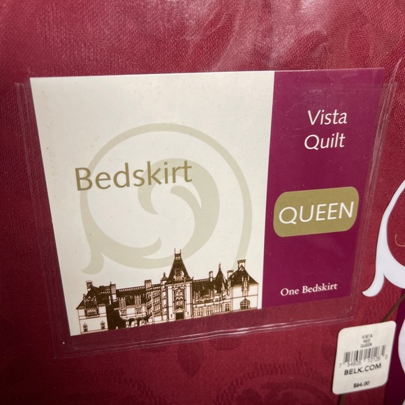 Biltmore Vista Quilt One Bedskirt Queen Red NEW NOS 60”X80” For Your House Belk. - Picture 5 of 13